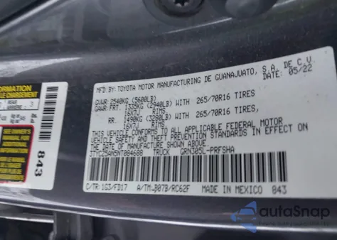 2022 Toyota Tacoma Trd Off Road from USA, damaged, VIN 3TYCZ5AN5NT084688